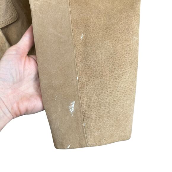 Colebrook Classics Genuine Leather Suede Camel Tan Collared Jacket Size Small - Picture 4 of 16